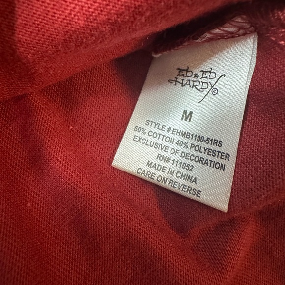 Ed Hardy Red Short-Sleeve Tee with Skull, Snake & Rose Graphic - Picture 7 of 8